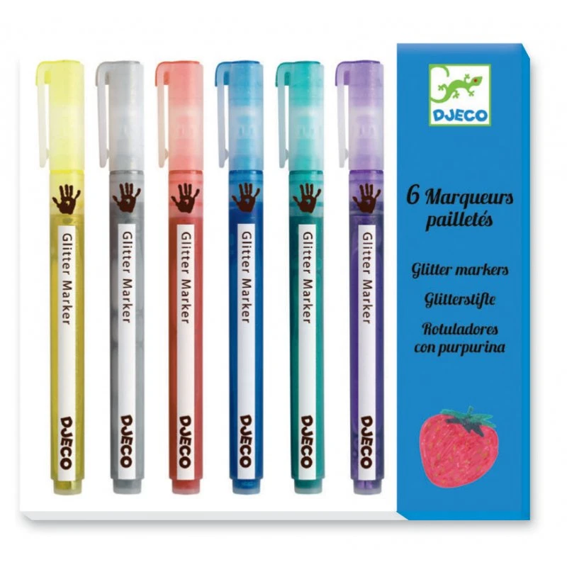 Djeco 6 Marqueurs Pailletés