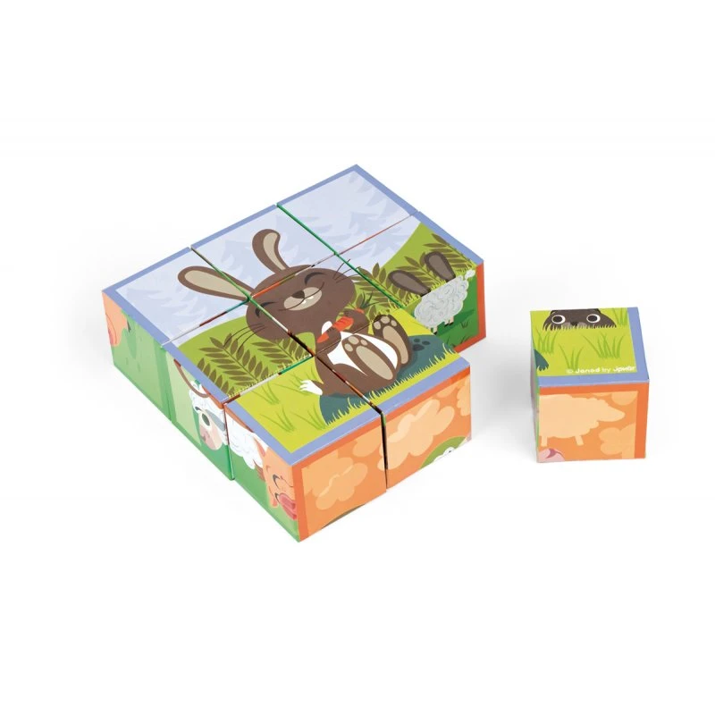 Janod 9 Cubes Les Animaux De La Ferme Kubkid