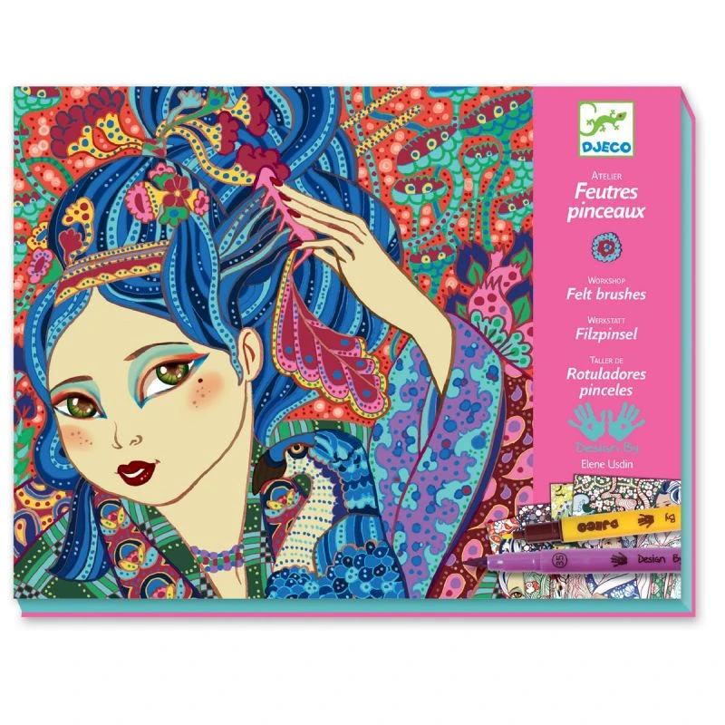 Djeco Atelier Feutres Pinceaux : Jeunes Filles Aux Cerisiers