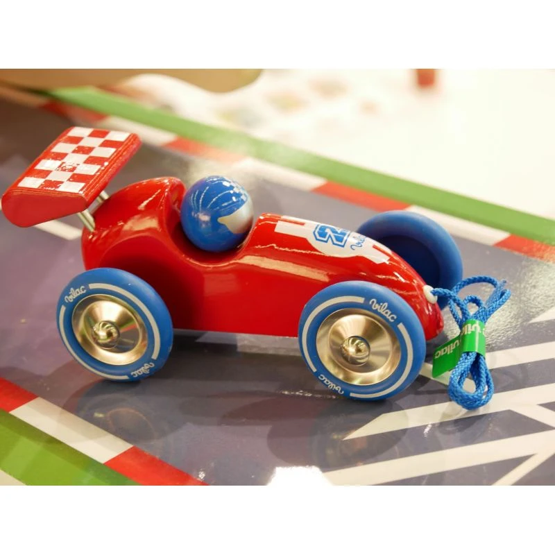 Vilac Jouet à Traîner Voiture De Course Rouge Et Bleue – Image 2