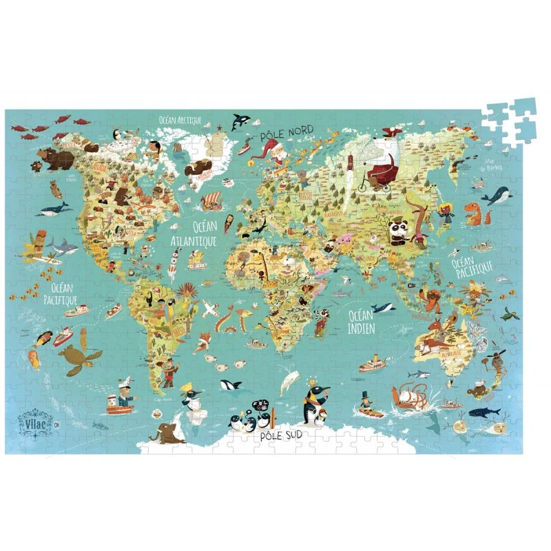 Vilac Puzzle Carte Du Monde Fantastique 500 Pièces – Image 2