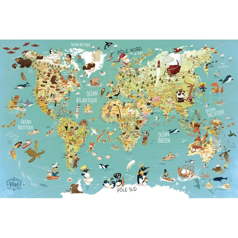 Vilac Puzzle Carte Du Monde Fantastique 500 Pièces – Image 3