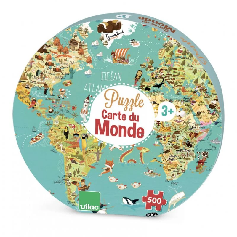 Vilac Puzzle Carte Du Monde Fantastique 500 Pièces